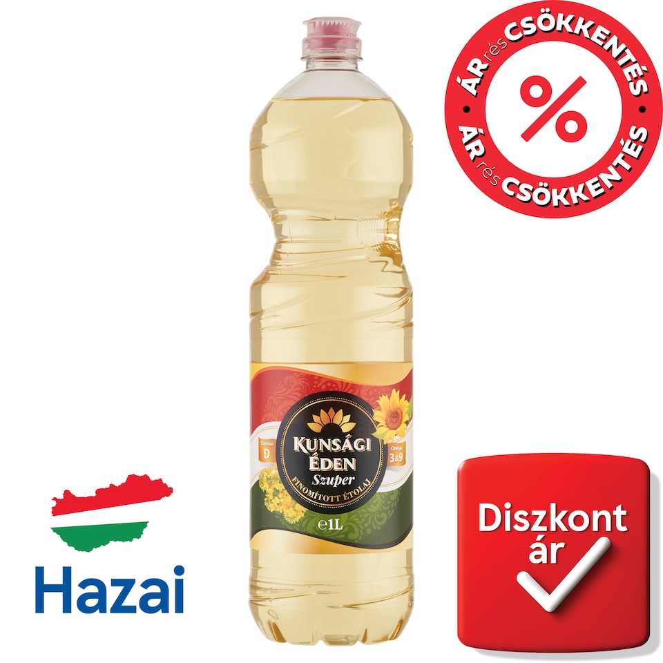 Kunsági Éden Szuper finomított étolaj hozzáadott D-vitaminnal 1 l
