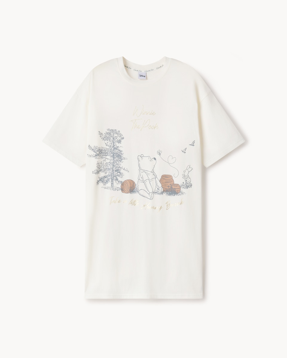 image 1 of Disney Winnie the Pooh Pure Cotton Nightdress in Cream