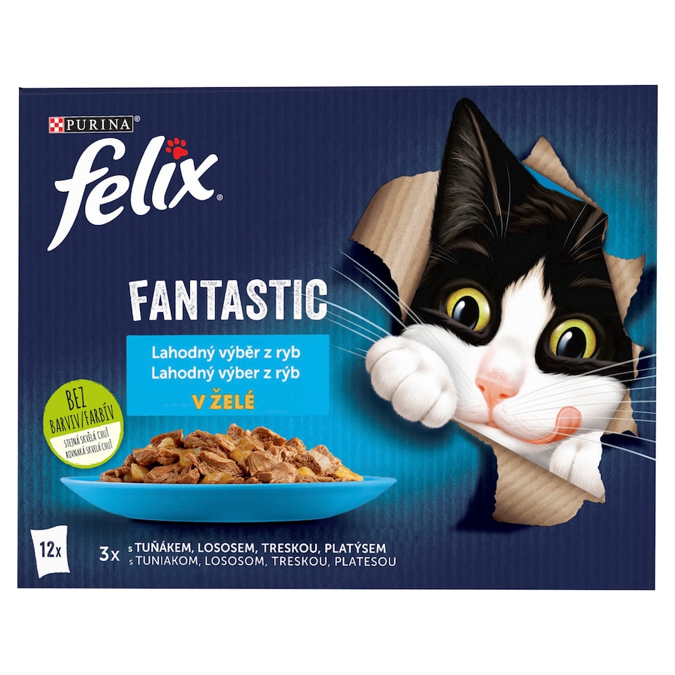 obrázok 1 z Felix Fantastic kapsičky pre mačky losos, platesa, tuniak, treska v želé 12 × 85 g