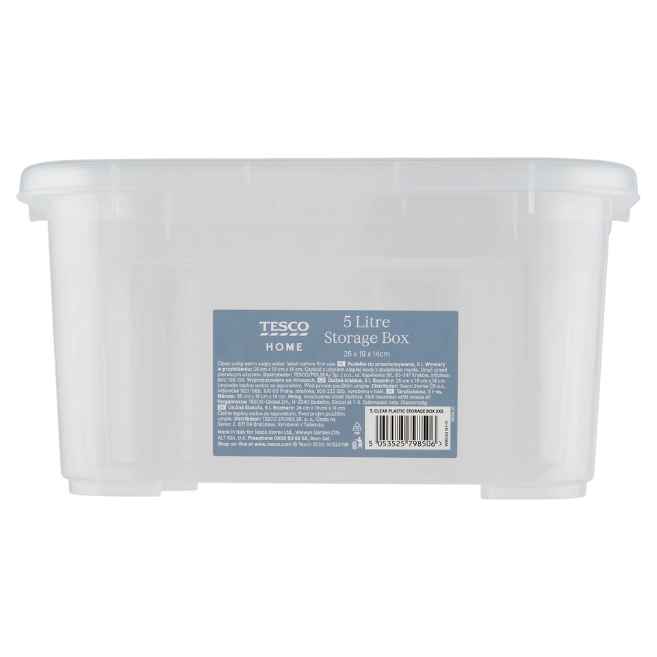 Tesco Home Clear Plastic Storage Box 5 l 26 x 19 x 14 cm