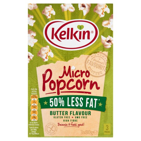 Kelkin 6 Fat Low Butter Popcorn 3 X 80G Tesco Groceries
