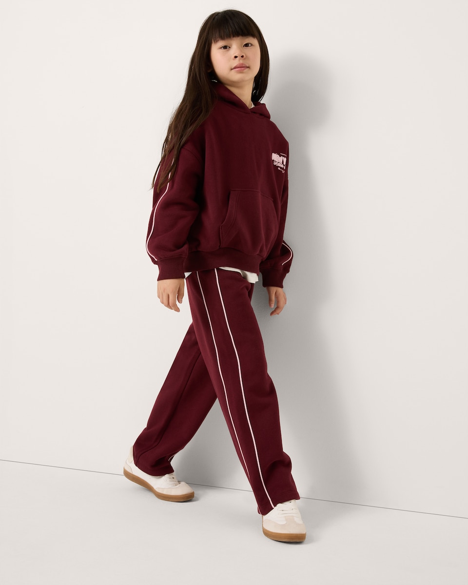 image 1 of F&F Girls Cotton Rich Wide Leg Joggers in Purple