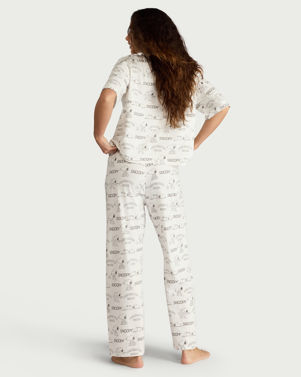 image 1 of Snoopy Pure Cotton Pyjama Set in Cream