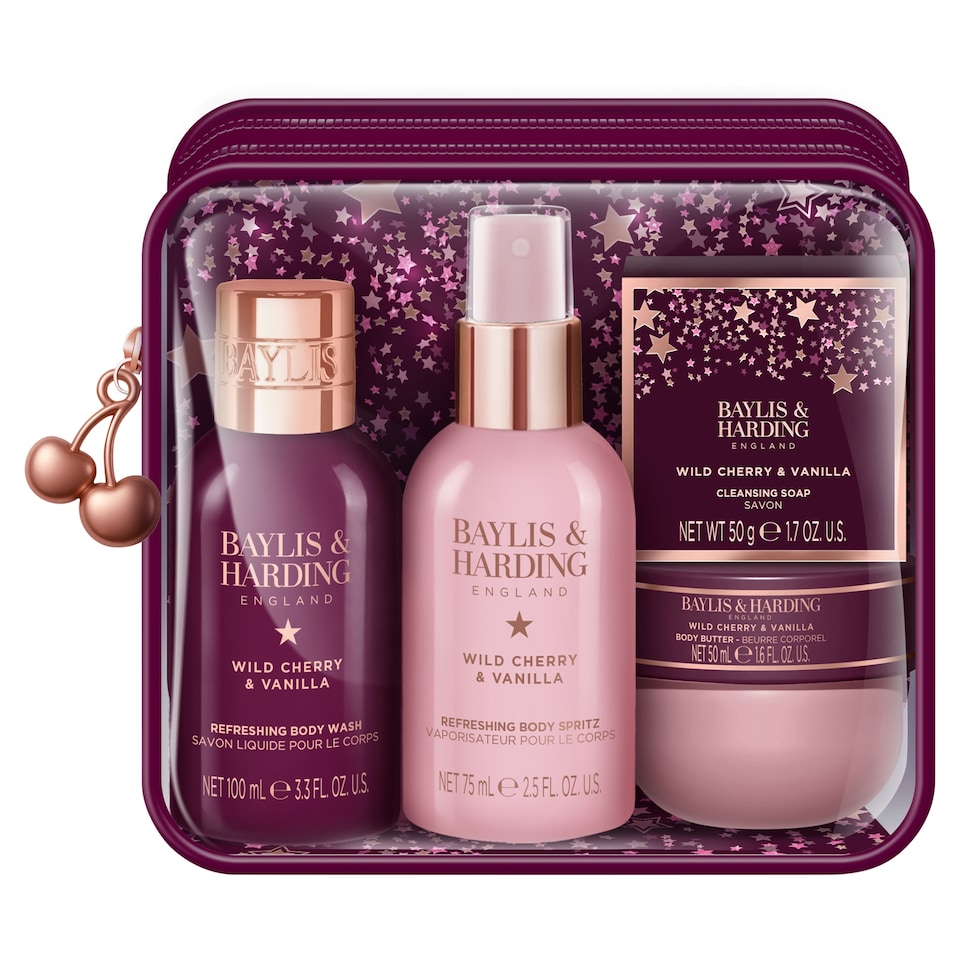 image 1 of Baylis & Harding Wild Cherry & Vanilla Luxury Travel Wash Bag Gift Set