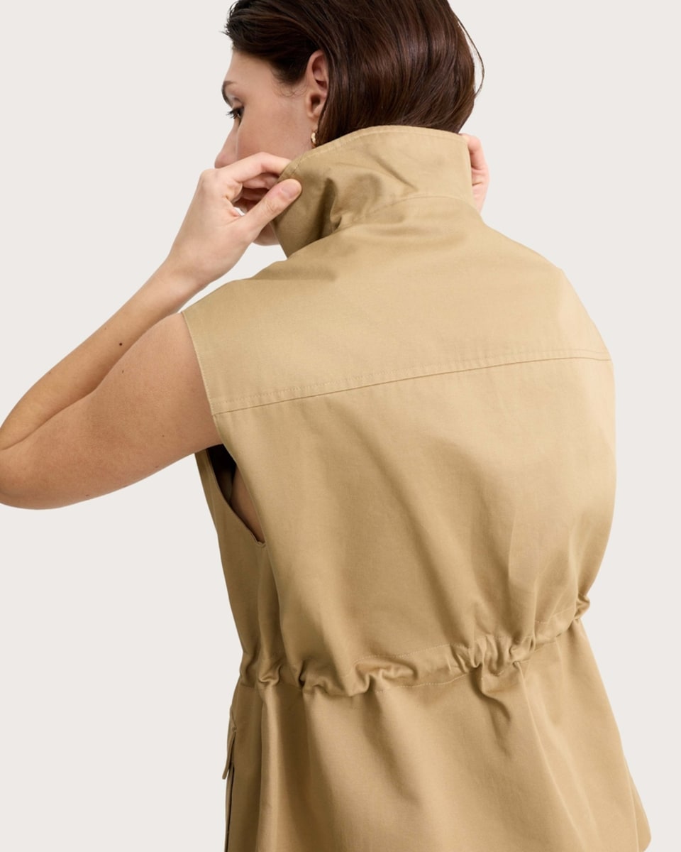 image 1 of F&F Cinched Waist Utility Gilet in Neutral
