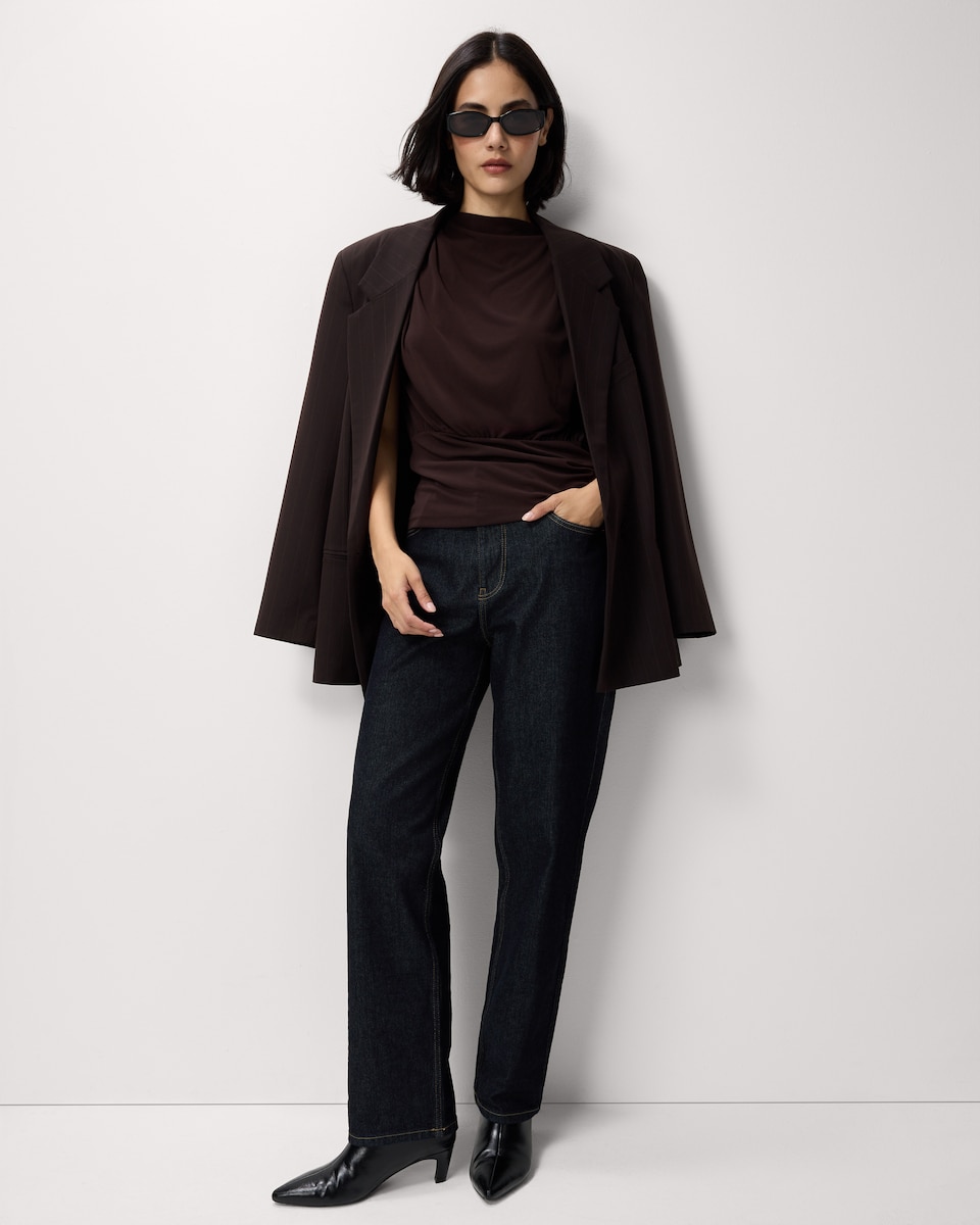 image 1 of F&F Pintuck Sleeveless Top in Brown
