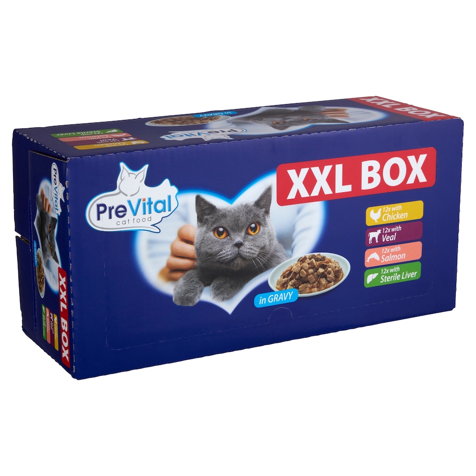 PreVital teljes értékű állateledel felnőtt macskák számára szószban 48 x 100 g