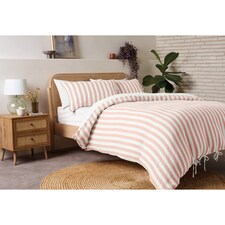 F&F Home Pink Stripe Muslin Duvet Set - Double