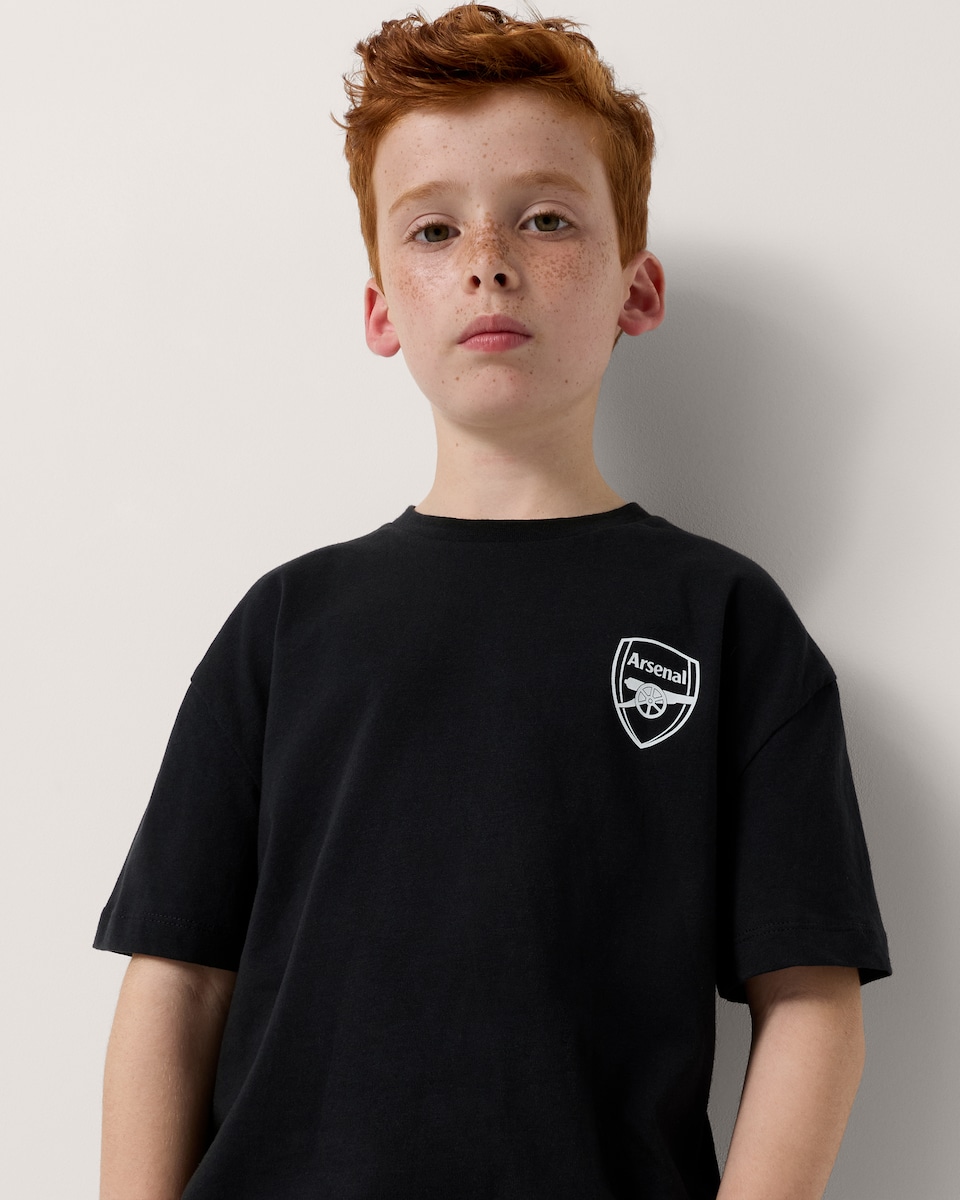 image 1 of Arsenal Pure Cotton Printed T-Shirt in Black