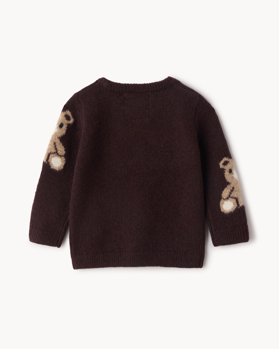image 1 of F&F Baby Knitted Teddy Jumper and Leggings Set in Brown
