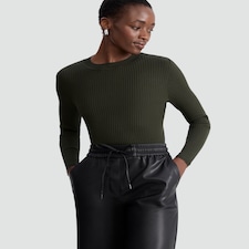F&F Ribbed Knit Crew Neck Jumper in Khaki
