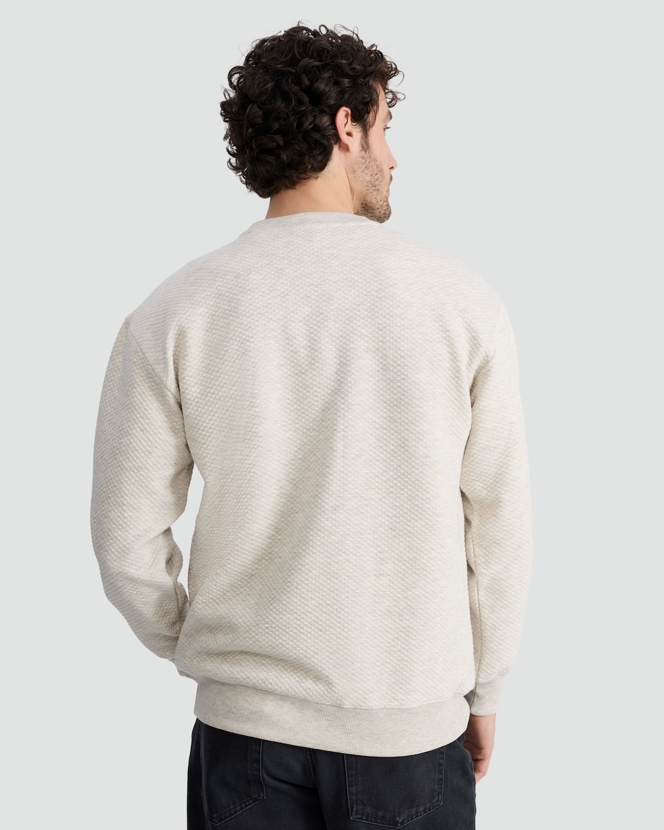image 1 of F&F Quilted Textured Crew Sweatshirt in Cream