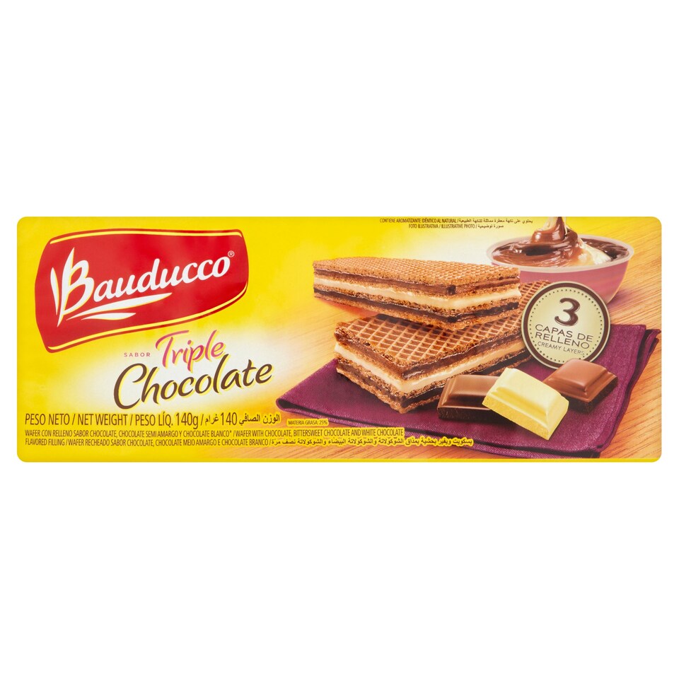 Bauducco Wafers With Triple Chocolate Filling 140G
