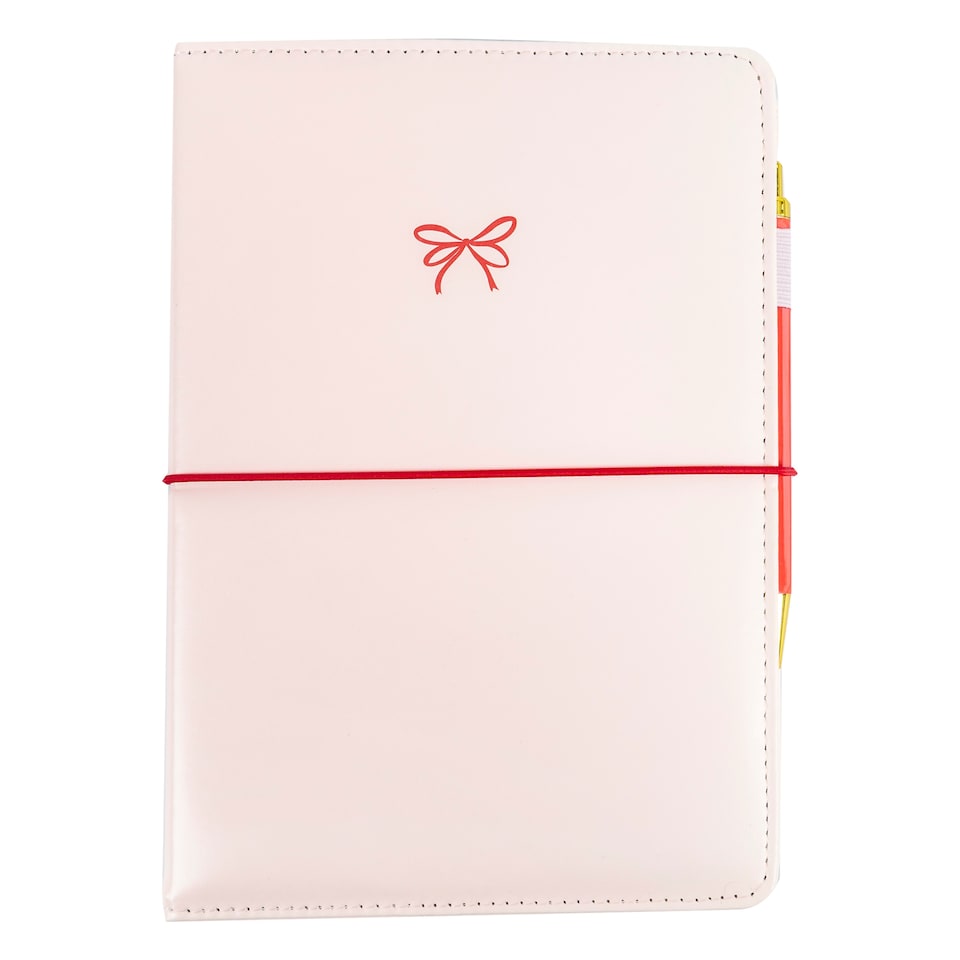 Gingham Bow A5 Journal & Pen - Elastic Closure