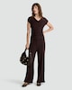 image 2 of F&F Cowl Neck Cap Sleeved Co-ord Top in Chocolate