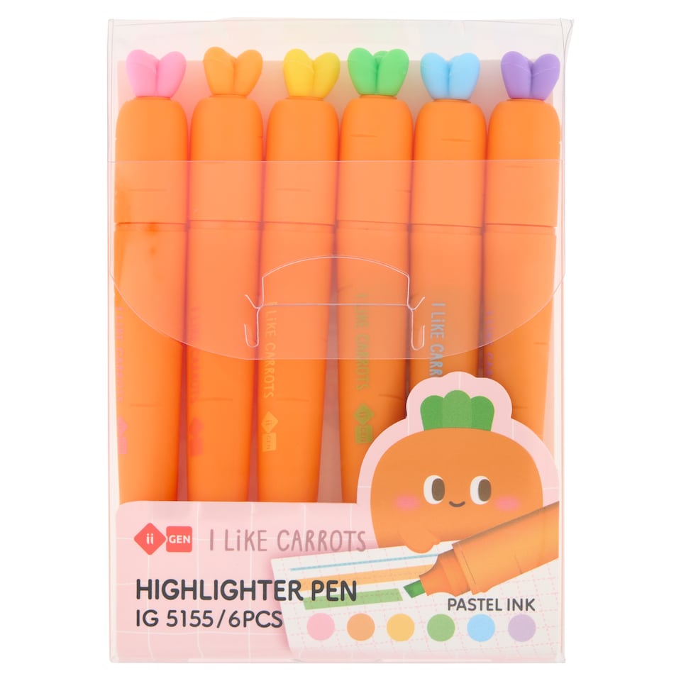 I Like Carrots Highlighter Pen 6 pcs