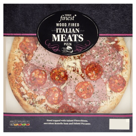 Tesco Finest* Wood Fired Italian Meats Pizza 392G Tesco Groceries