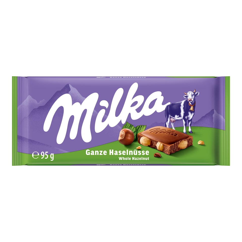 Milka alpesi tej felhasználásával készült tejcsokoládé egész mogyoróval 95 g