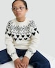 image 2 of F&F Girls Heart Fair Isle Print Jumper in Multi Black White
