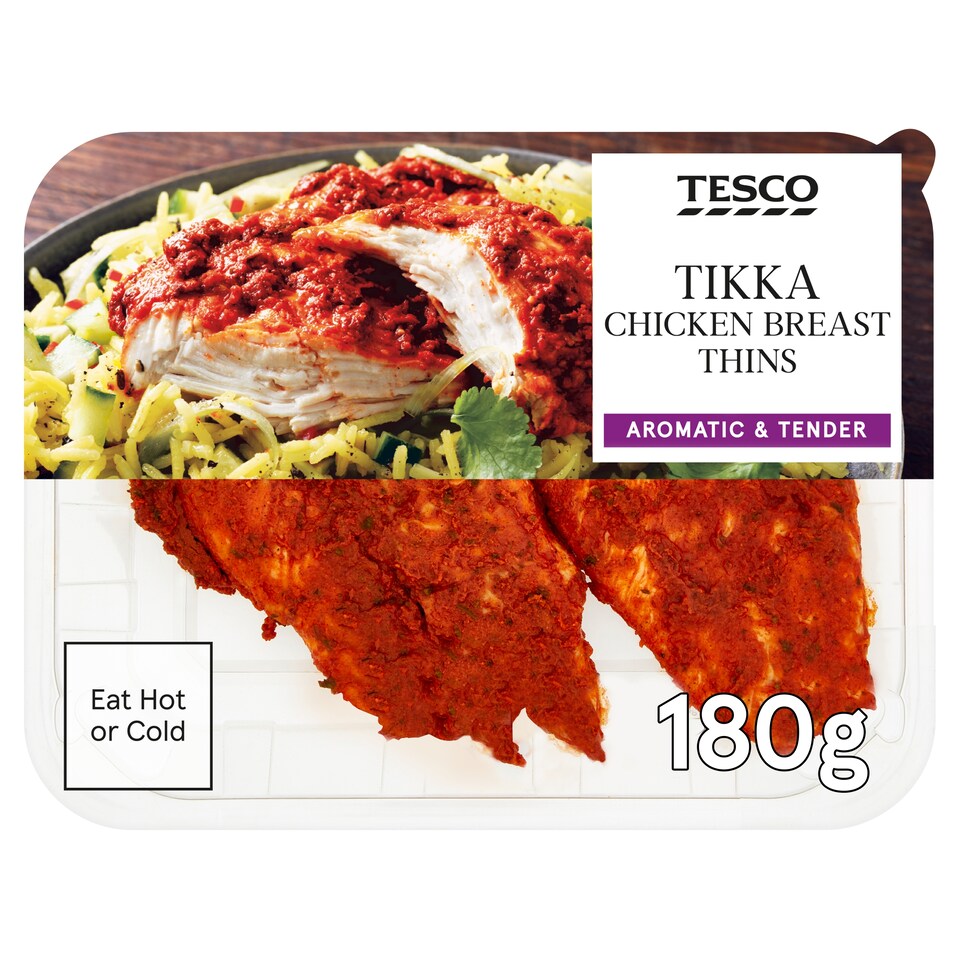 Tesco Tikka Cooked Chicken Breast Thins 180G