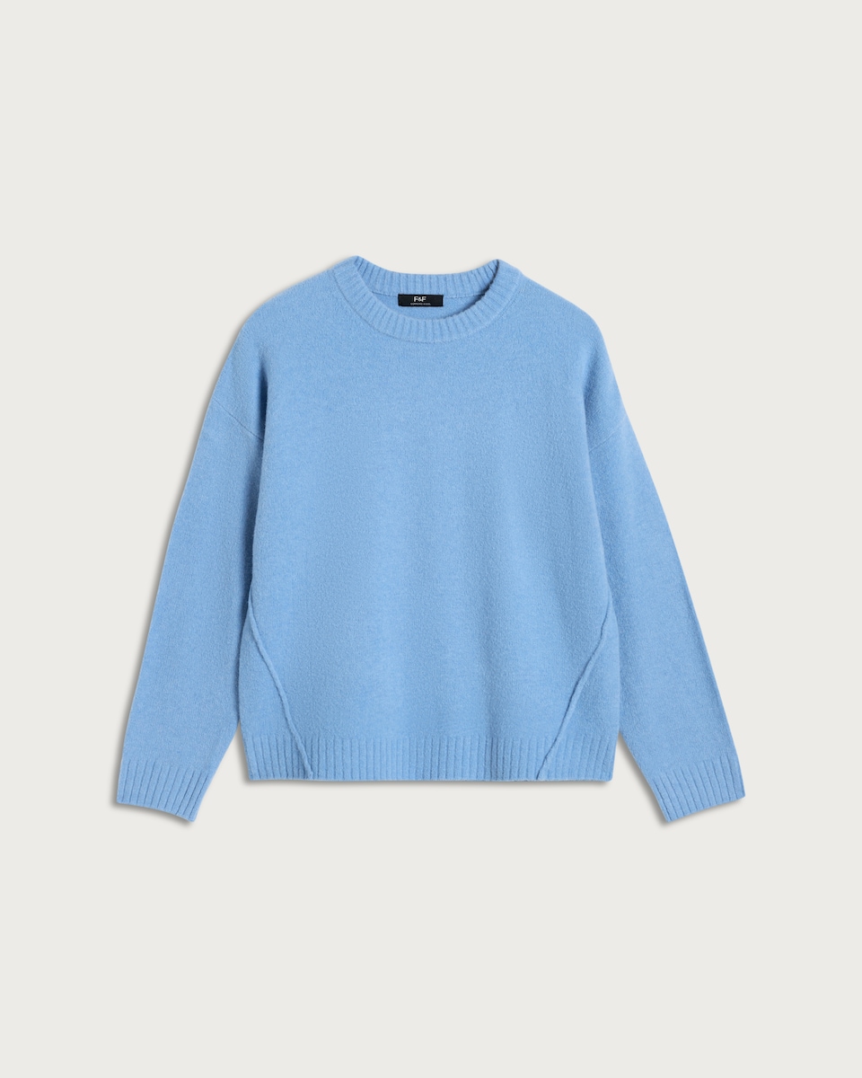 image 1 of F&F Seam Detail Long Sleeved Oversized Fit Jumper in Blue