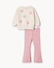 image 2 of F&F Girls 2-Piece Cotton Rich Floral Sweatshirt and Flared Leggings Set in Cream