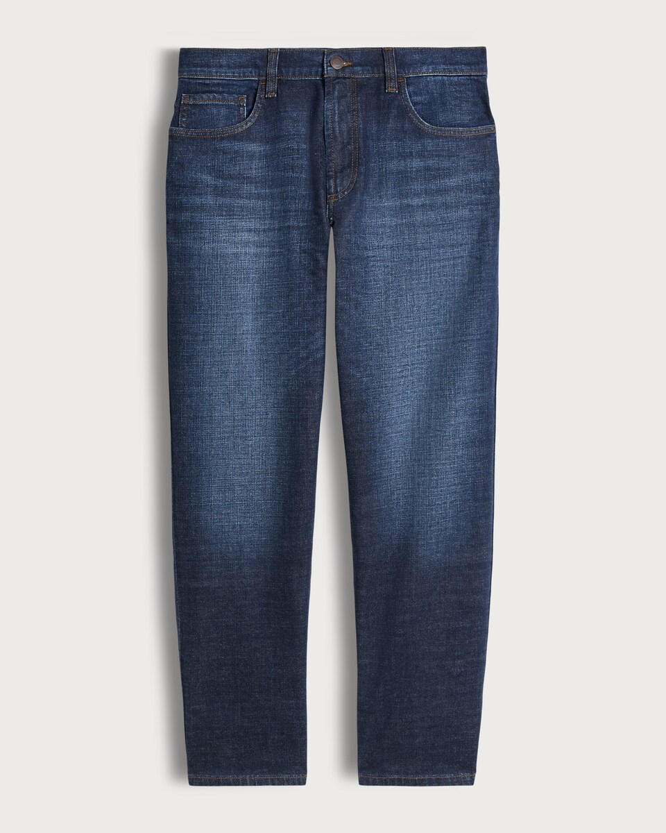 image 1 of F&F Cotton Rich Relaxed Straight Leg Jeans in Navy