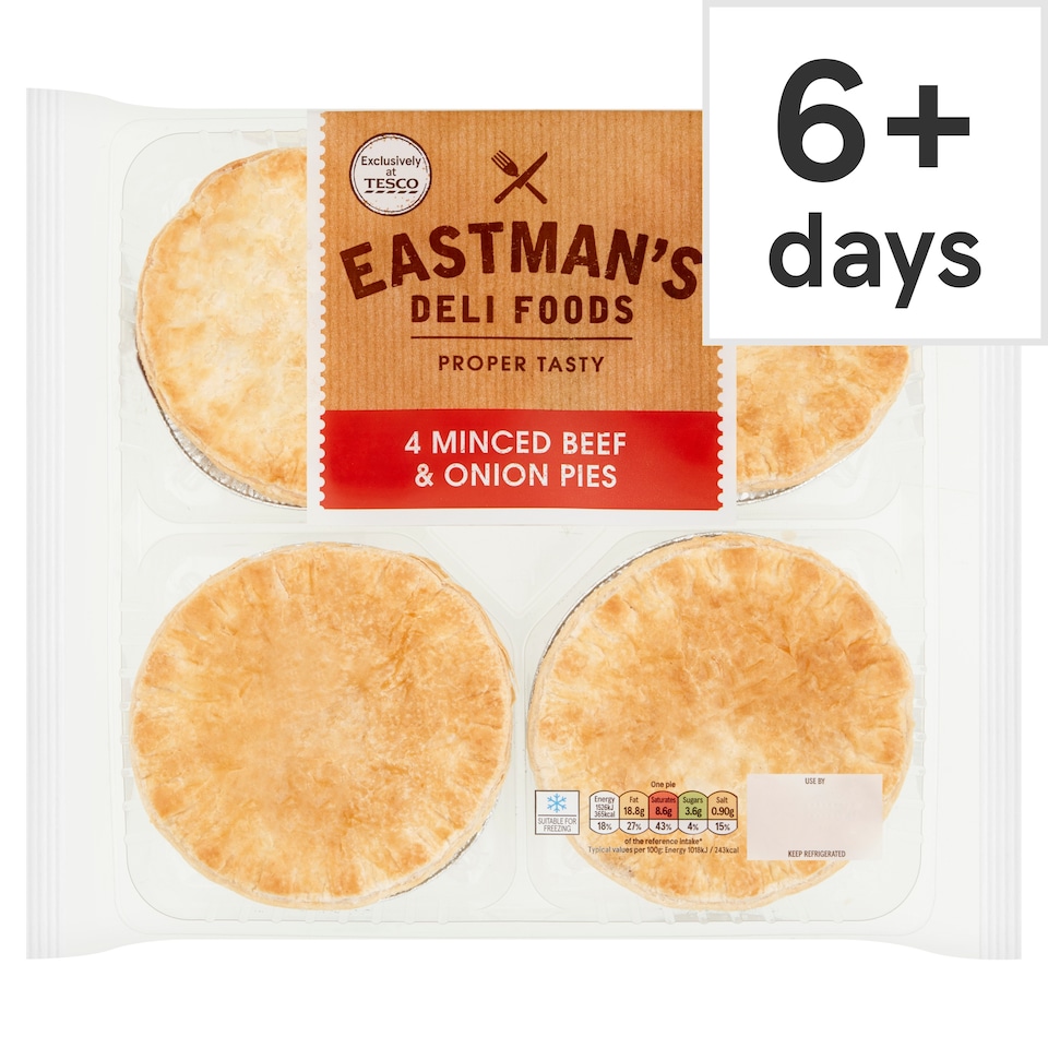 Eastman's 4 Minced Beef & Onion Pies 600g