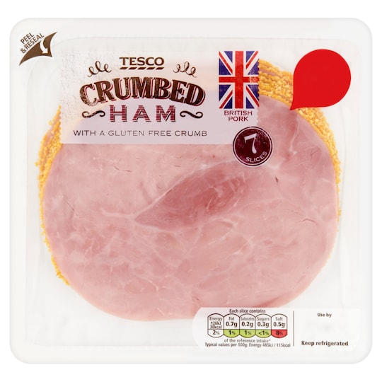 Tesco Crumbed Ham Slices 180g Tesco Groceries