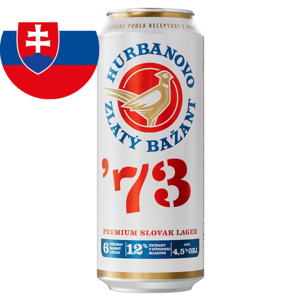 Zlatý Bažant´73 Pivo svetlý ležiak plechovka 500 ml