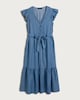 image 2 of F&F Pure Lyocell Button Front Belted Midi Dress in Blue