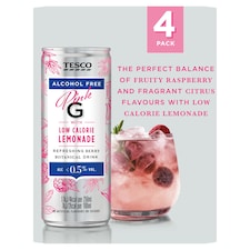 Tesco Alcohol Free Pink G & Low Calorie Lemonade 4x250ml
