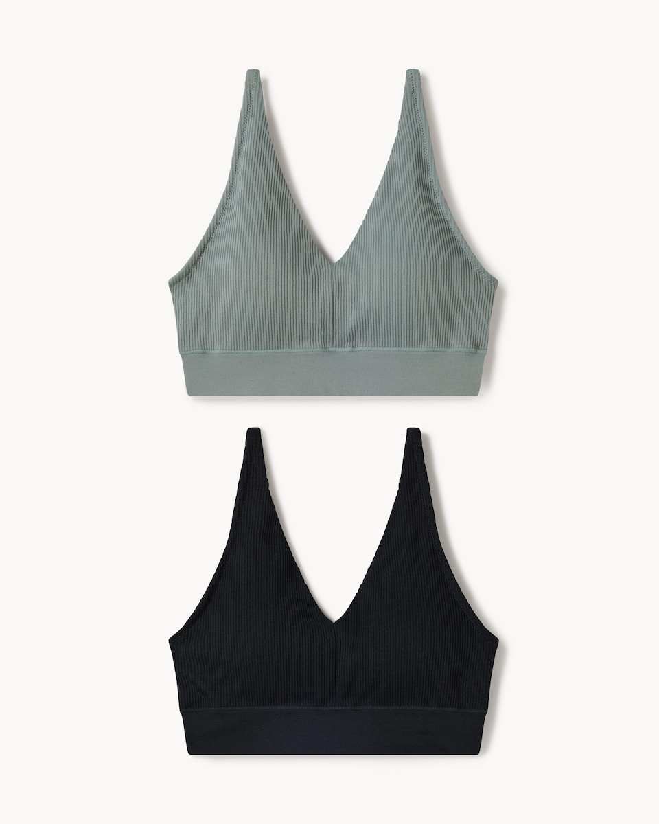 image 1 of F&F 2-Pack Seamfree Contour Bralettes in Multi