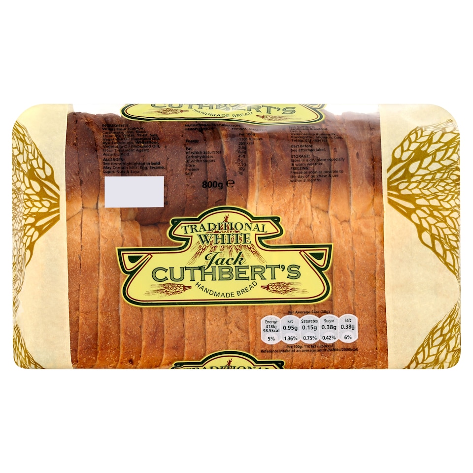 Jack Cuthberts Large Sliced White Pan 800G