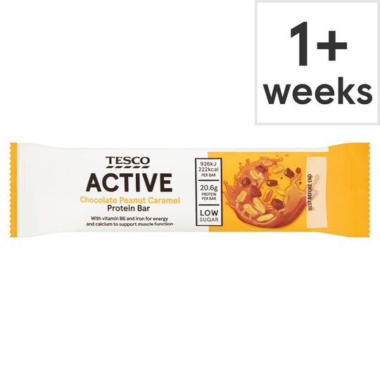 Tesco Active Chocolate Peanut Caramel Protein Bar 60G Tesco Groceries