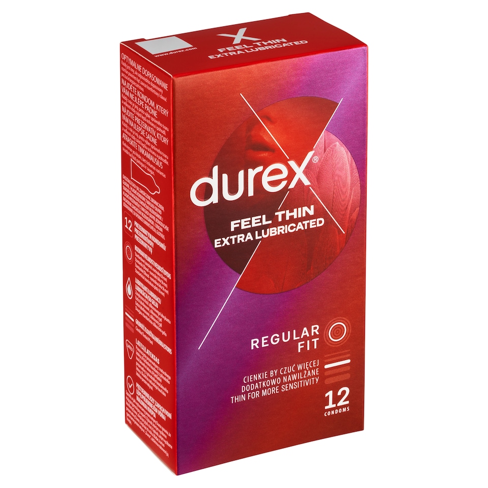 Obrázek 1 pro produkt Durex Feel Thin Extra Lubricated Regular Fit kondomy 12 ks