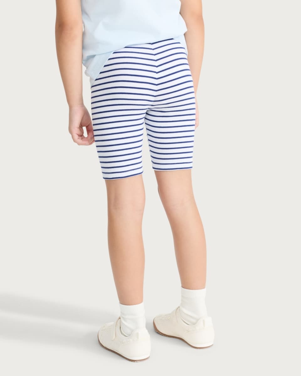 image 1 of F&F Girls 3-Pack Cotton Rich Printed Cycling Shorts in Multi Blue