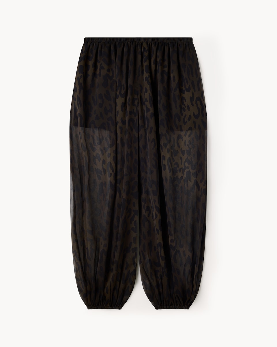 image 1 of F&F Sheer Leopard Print Balloon Trousers in Multi Black