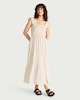 image 1 of F&F Striped Smocked Maxi Dress in Cream