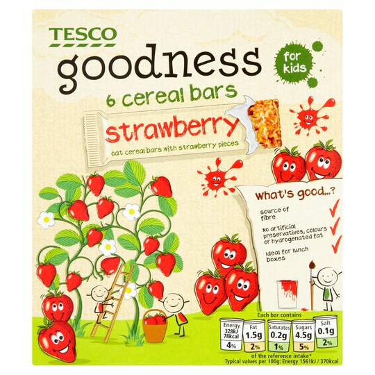 Tesco Goodness Cereal Bars Strawberry 6X21g Tesco Groceries