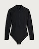 image 4 of F&F Active ULTRASWIM Zip Front Long Sleeved Swimsuit in Black