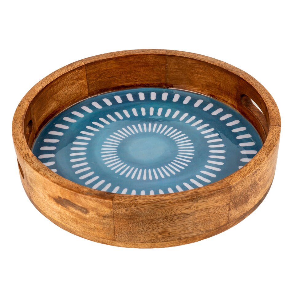 Candlelight Mango Wood Blue Tray