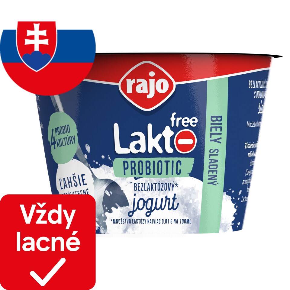Rajo Lakto Free Probiotic biely sladený jogurt 150 g