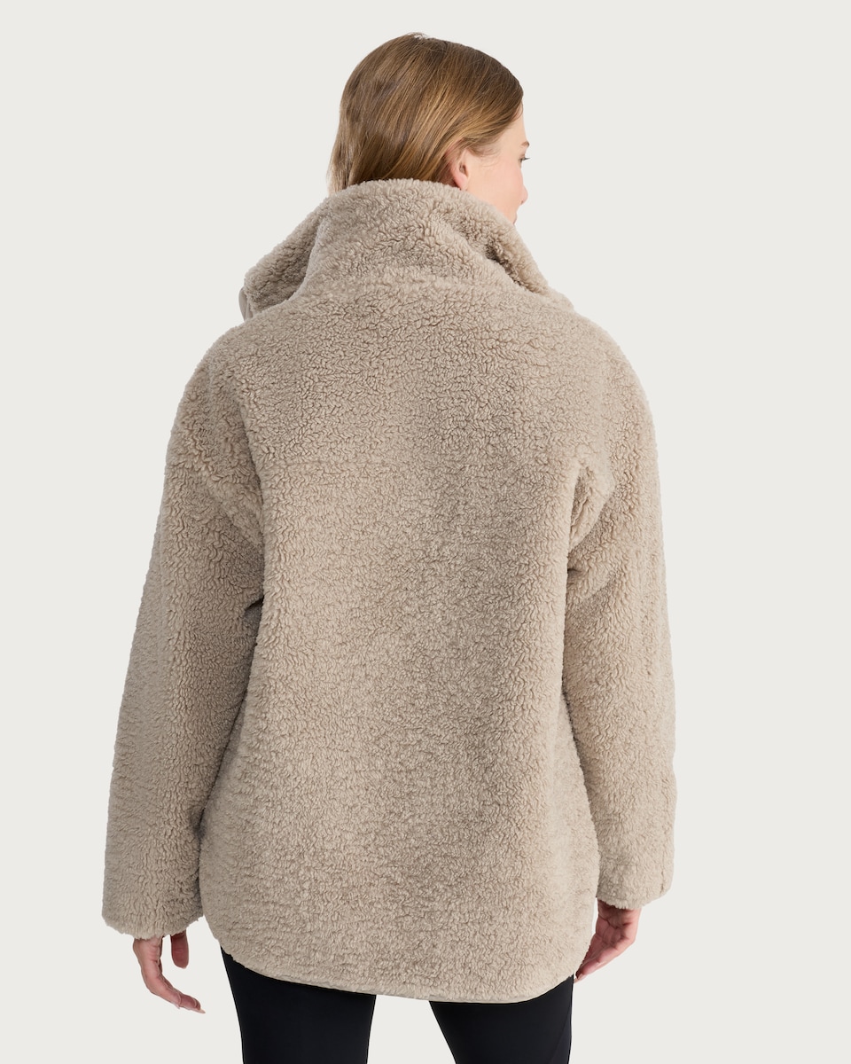 image 1 of F&F Borg Textured Zip Up Jacket in Neutral