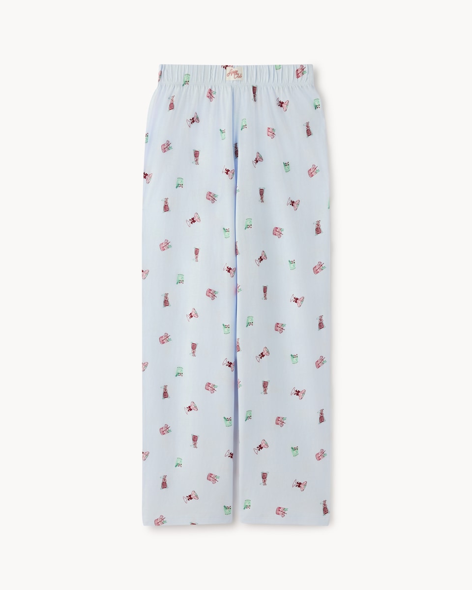 image 1 of F&F Pure Cotton Cocktail Print Pyjama Bottoms in Blue
