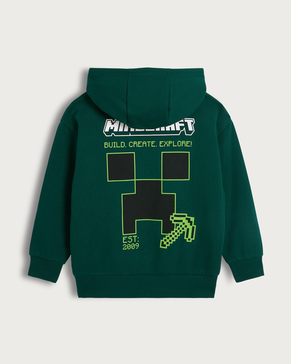 image 1 of Minecraft Cotton Rich Creeper Hoodie in Green