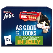 Felix As Good As it Looks Favourites Selection with Vegetables in Jelly Wet Cat Food 12x85g