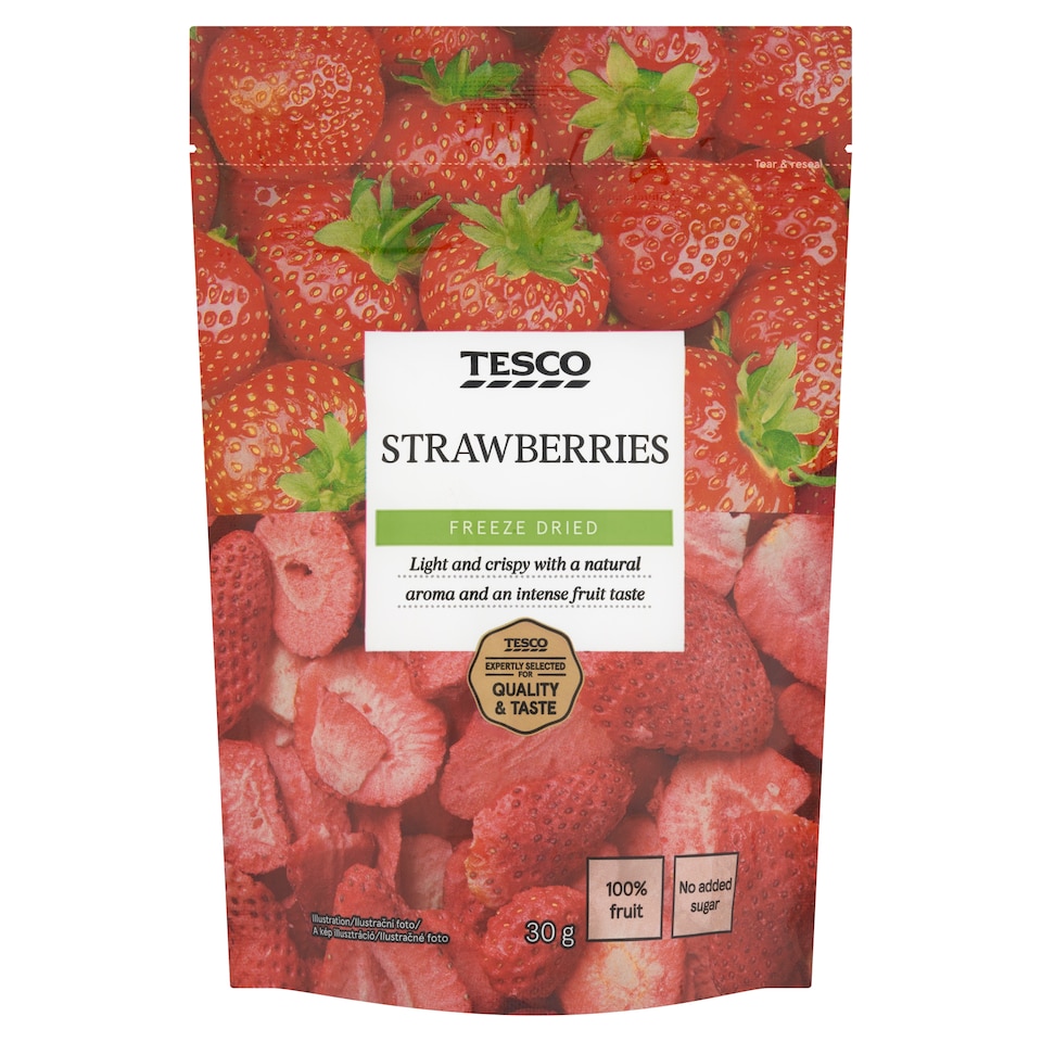 Tesco Lyofilizované plátky jahôd 30 g