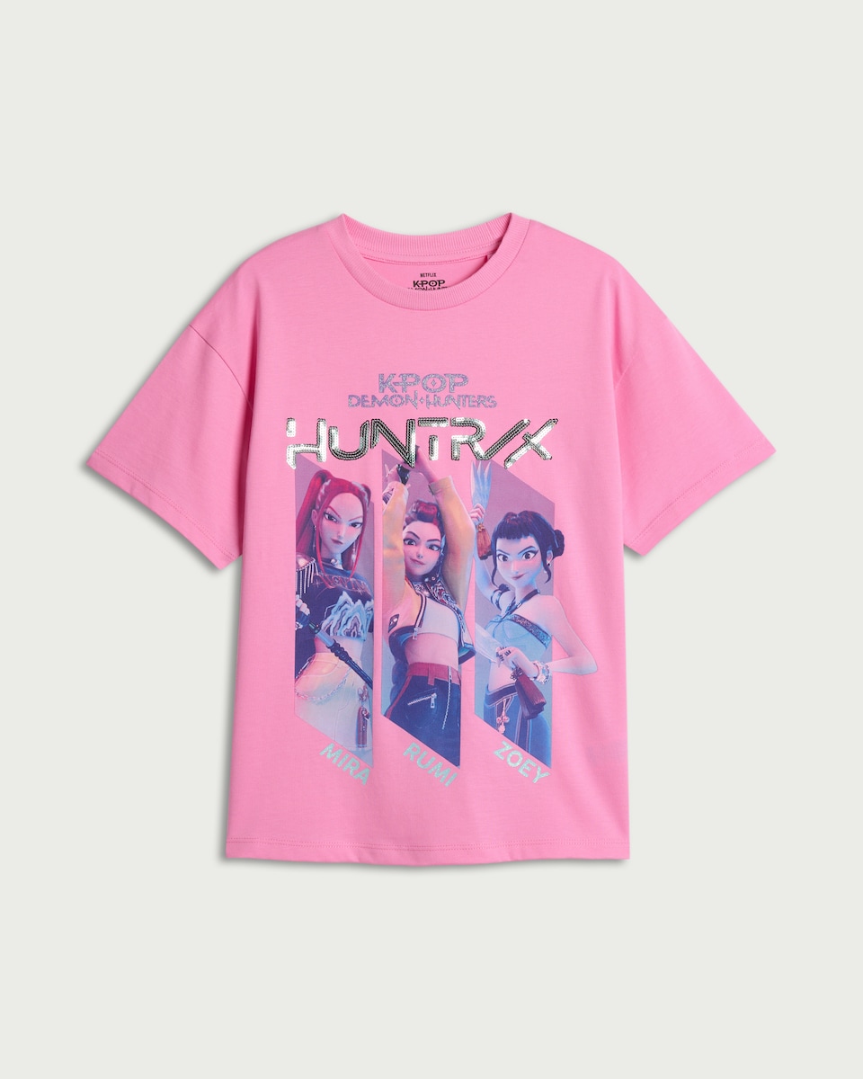image 1 of K-Pop Demon Hunters Pure Cotton T-Shirt in Pink