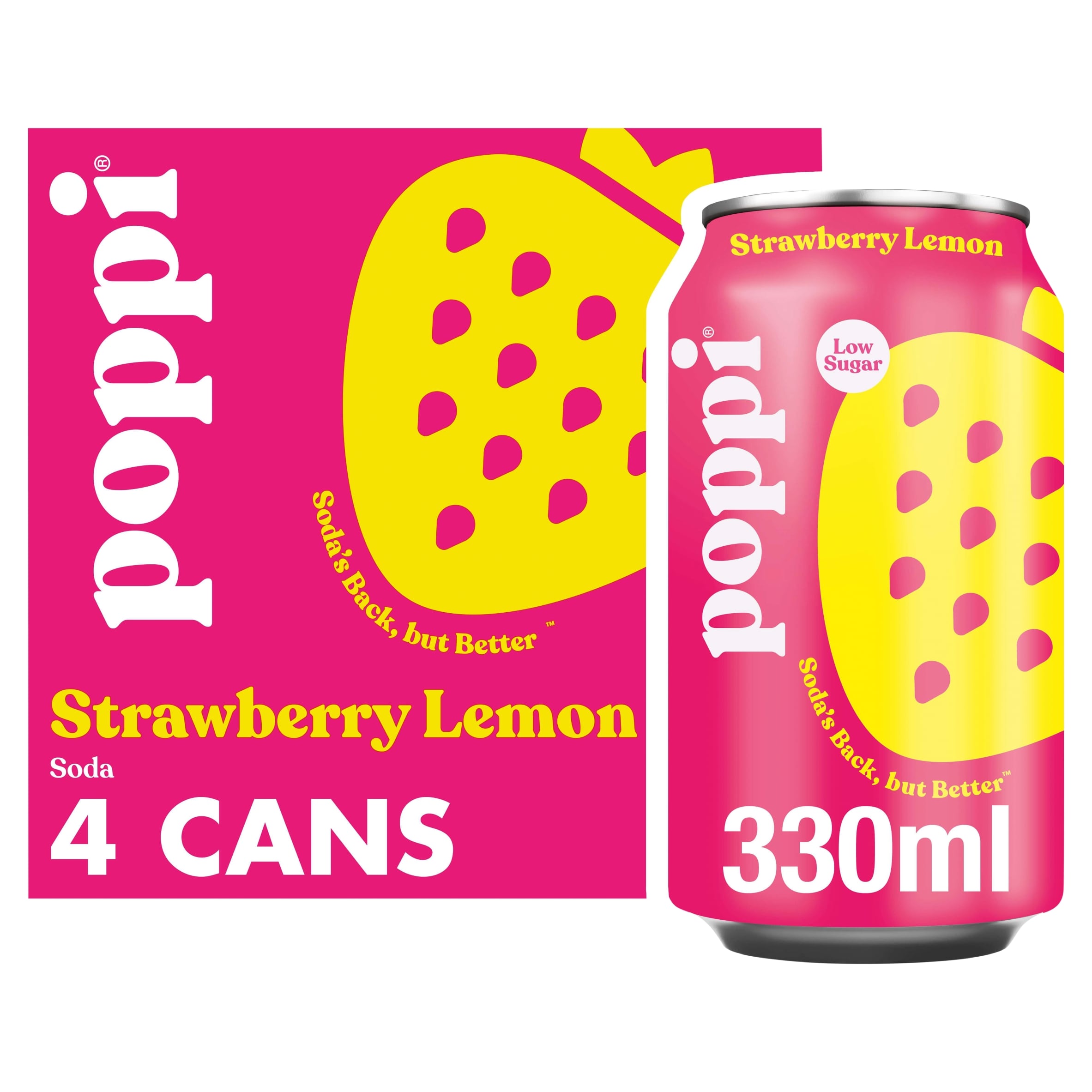Poppi Strawberry & Lemon Soda Cans 4x330ml